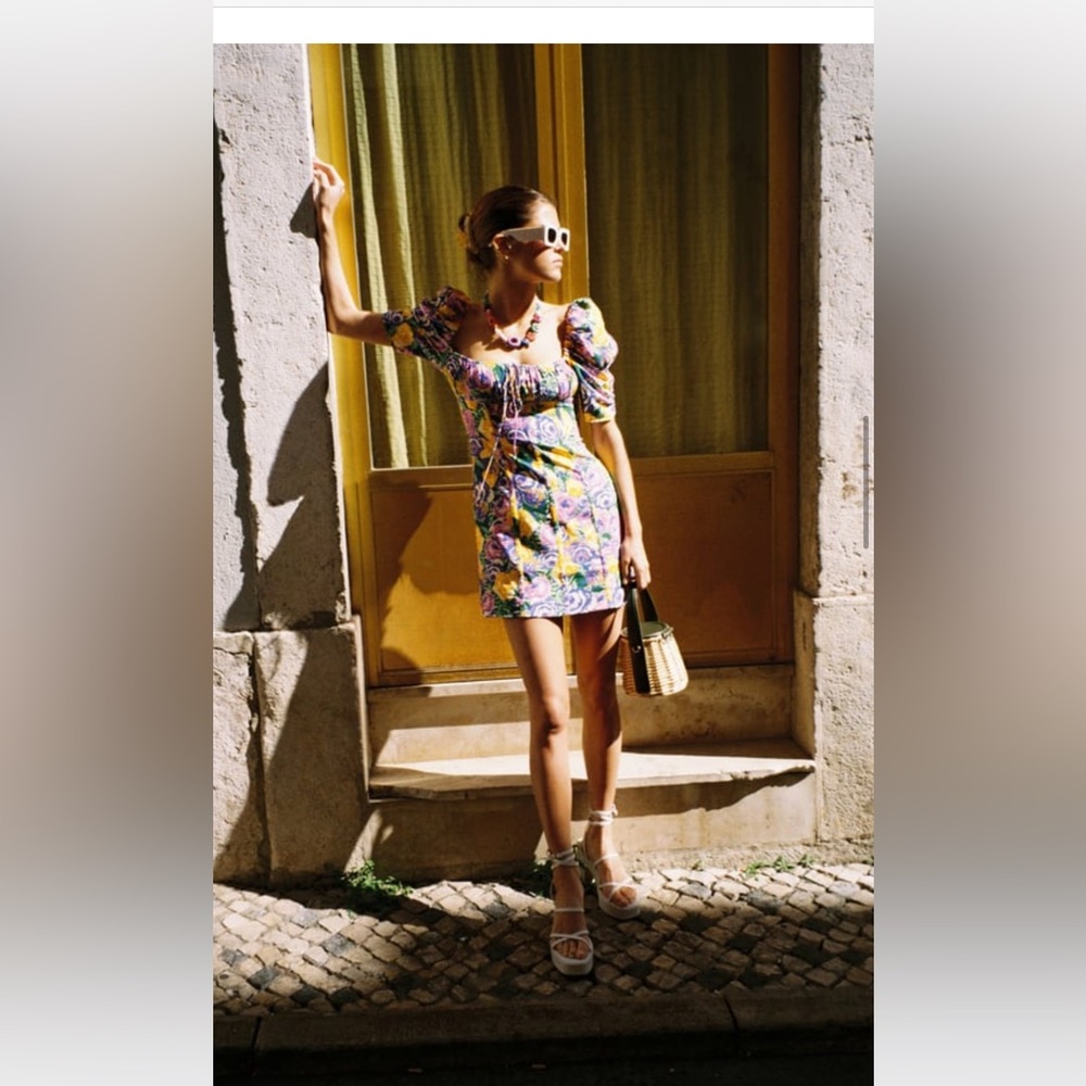 Floral printed corset style Zara dress
